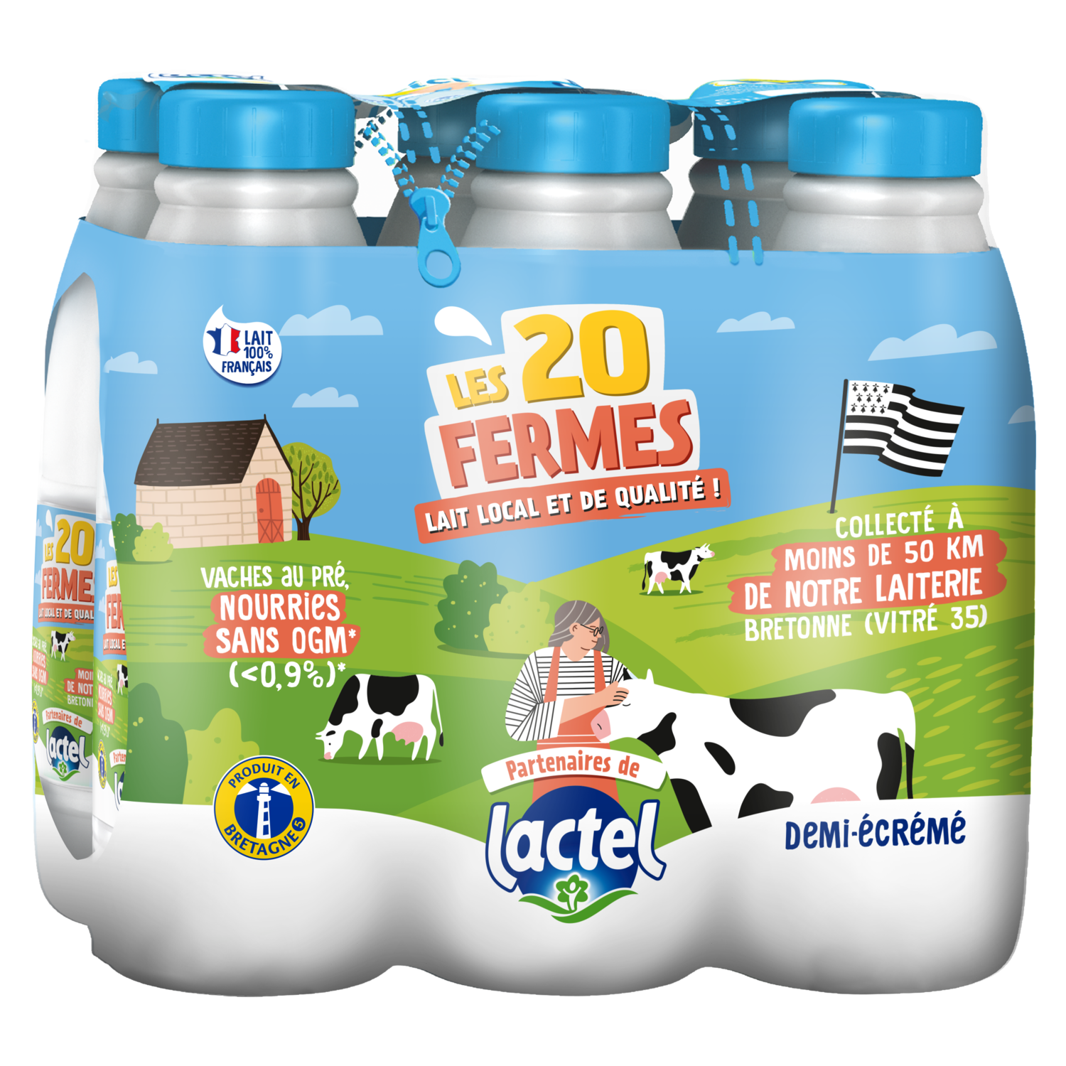 LACTEL Matin léger lait sans lactose bio UHT 6x50cl 
