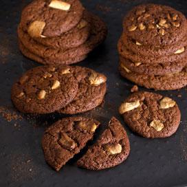Recette - Cookies chocolatés aux pépites de chocolat blanc en